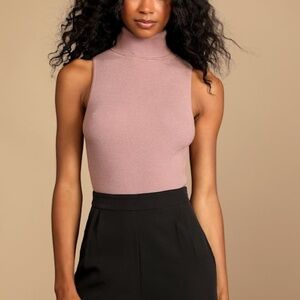 Lulus Sweeten The Season Taupe Turtleneck Bodysuit - Size S